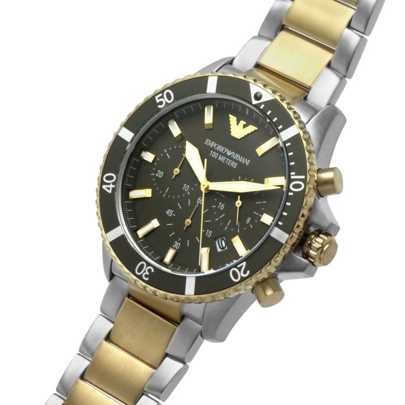 Emporio Armani Men's Watch Diver Chronograph 43mm Green AR11361