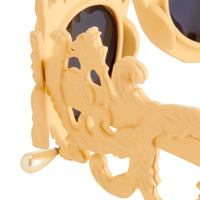 Thumbnail for Jeremy Scott Sunglasses Flourish Oversized Cream Grey JS/Flourish
