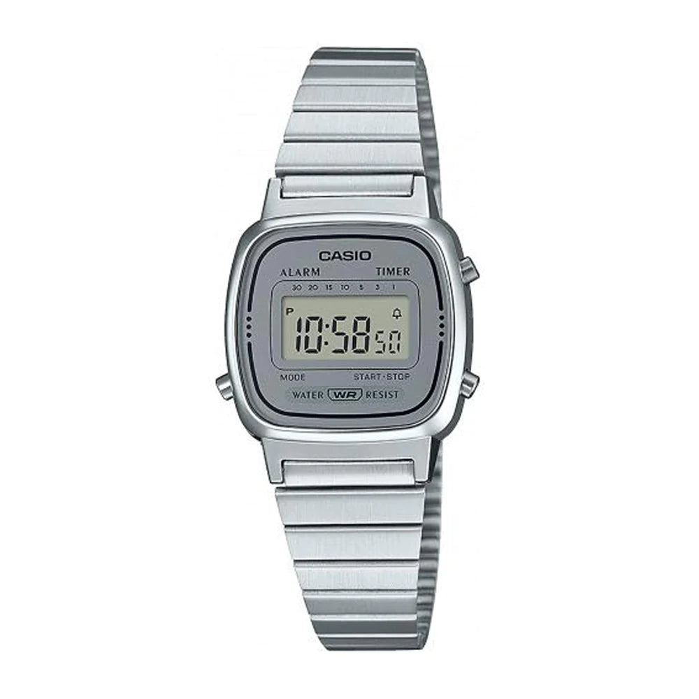 Casio Ladies Watch Digital Vintage Classic Flat Link Silver