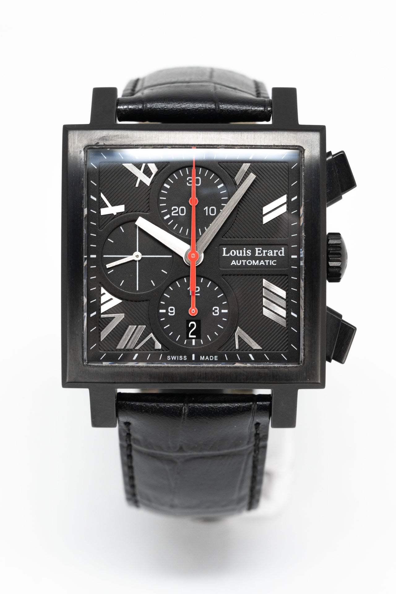 Louis Erard Watch Men's Black PVD Square Automatic Chronograph