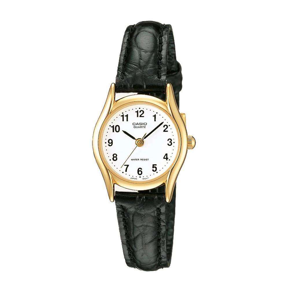 Casio Dress 31mm Gold Ladies' Black Leather Analogue Watch LTP-1094Q-7B1RDF