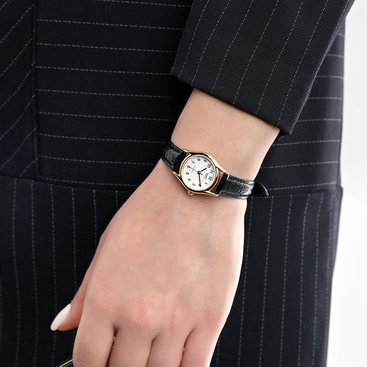 Casio Dress 31mm Gold Ladies' Black Leather Analogue Watch LTP-1094Q-7B1RDF