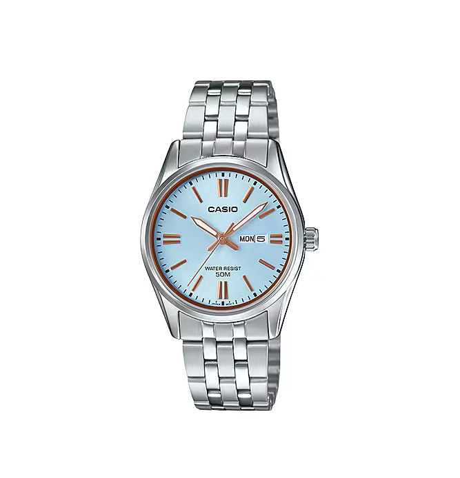 Casio Ladies' Stainless Steel Blue Dial Watch LTP-1335D-2AVDF