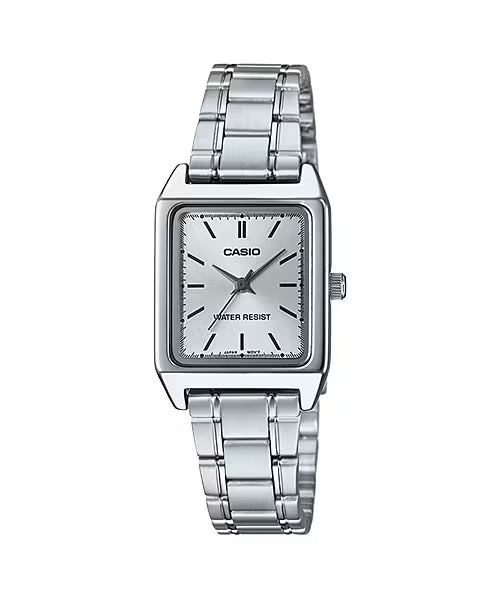 Casio Ladies' 22mm Rectangular White Stainless Steel Watch LTP-V007D-7EUDF
