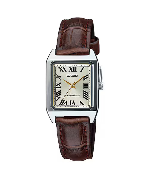 Casio Ladies' Rectangular Brown Watch LTP-V007L-9BUDF