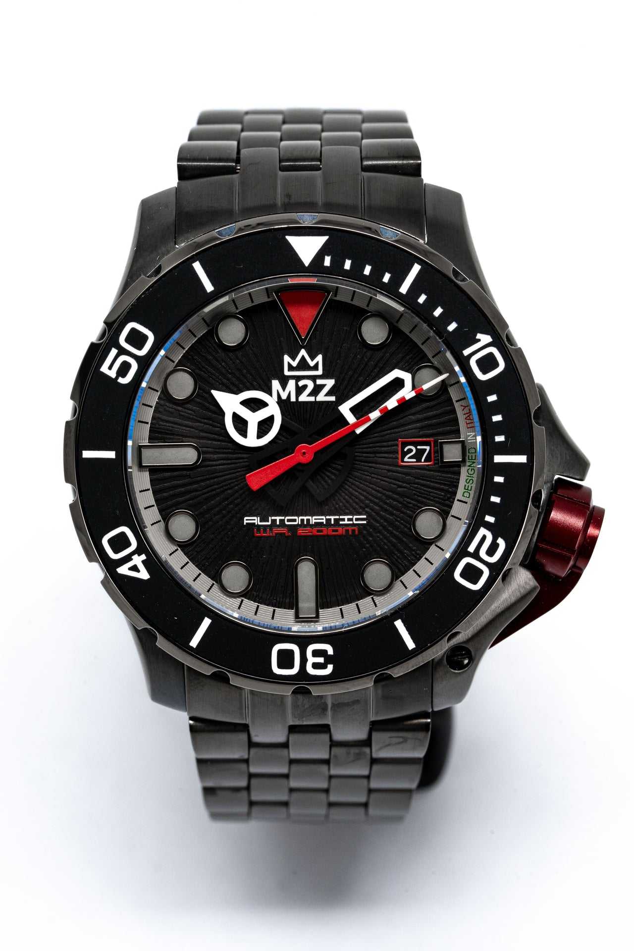 M2Z Men's Watch Diver 200 Plated Bracelet Black 200-005X