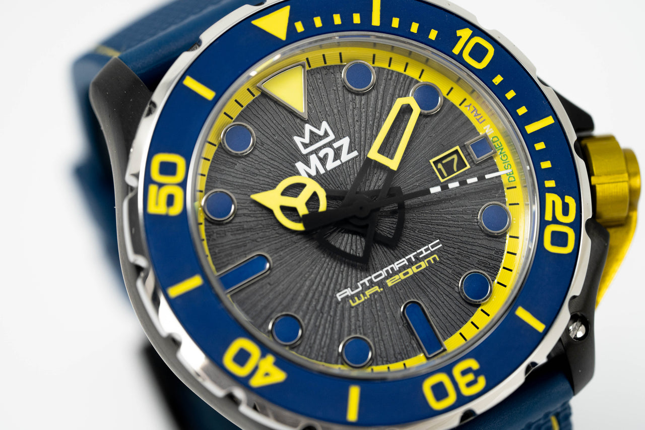 M2Z Men's Watch Diver 200 Blue/Yellow 200-006B