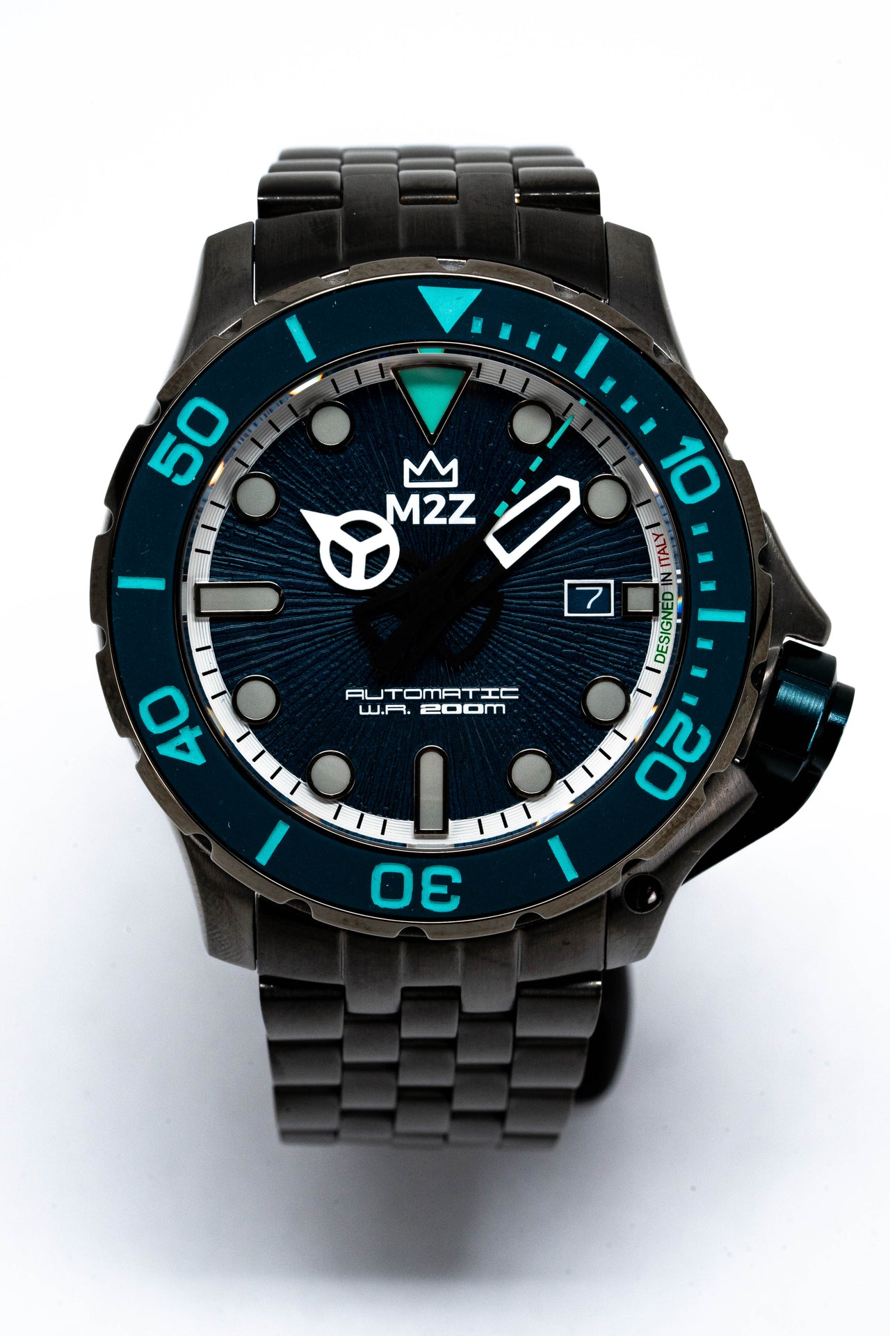 M2Z Men's Watch Diver 200 Plated Bracelet Teal 200-011X