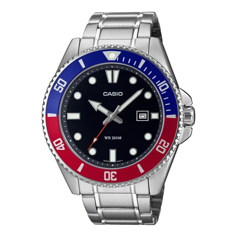 Casio Men's Watch Standard Red Blue Bracelet MDV-107D-1A3VDF