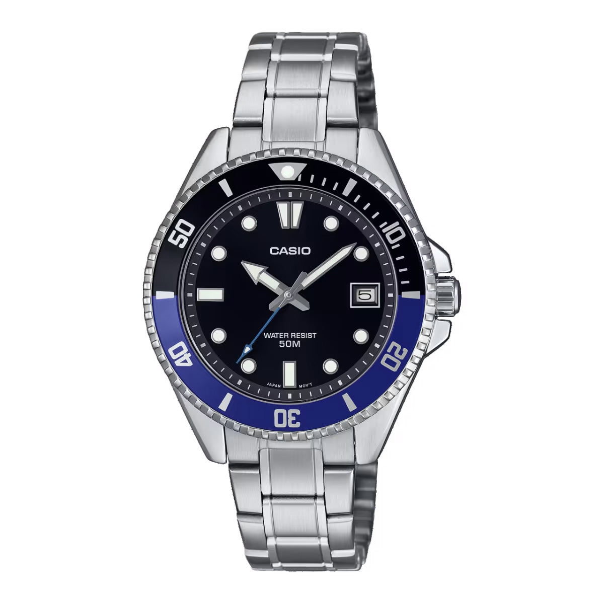 Casio Men's Watch Standard Sporty Black Blue Bracelet MDV-10D-1A2VDF