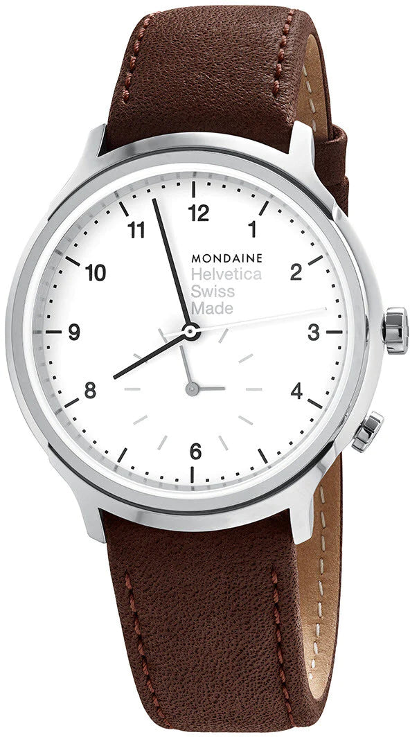 Mondaine Watch Helvetica No1 White Brown MH1.R2010.LG