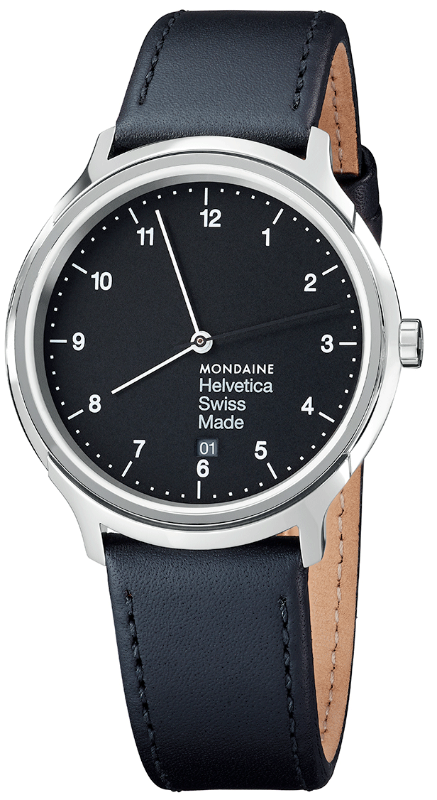 Mondaine Watch Helvetica No1 Regular Silver Black MH1.R2220.LB