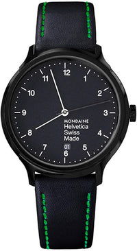 Thumbnail for Mondaine Watch Helvetica No1 Black Green MH1.R2221.LB