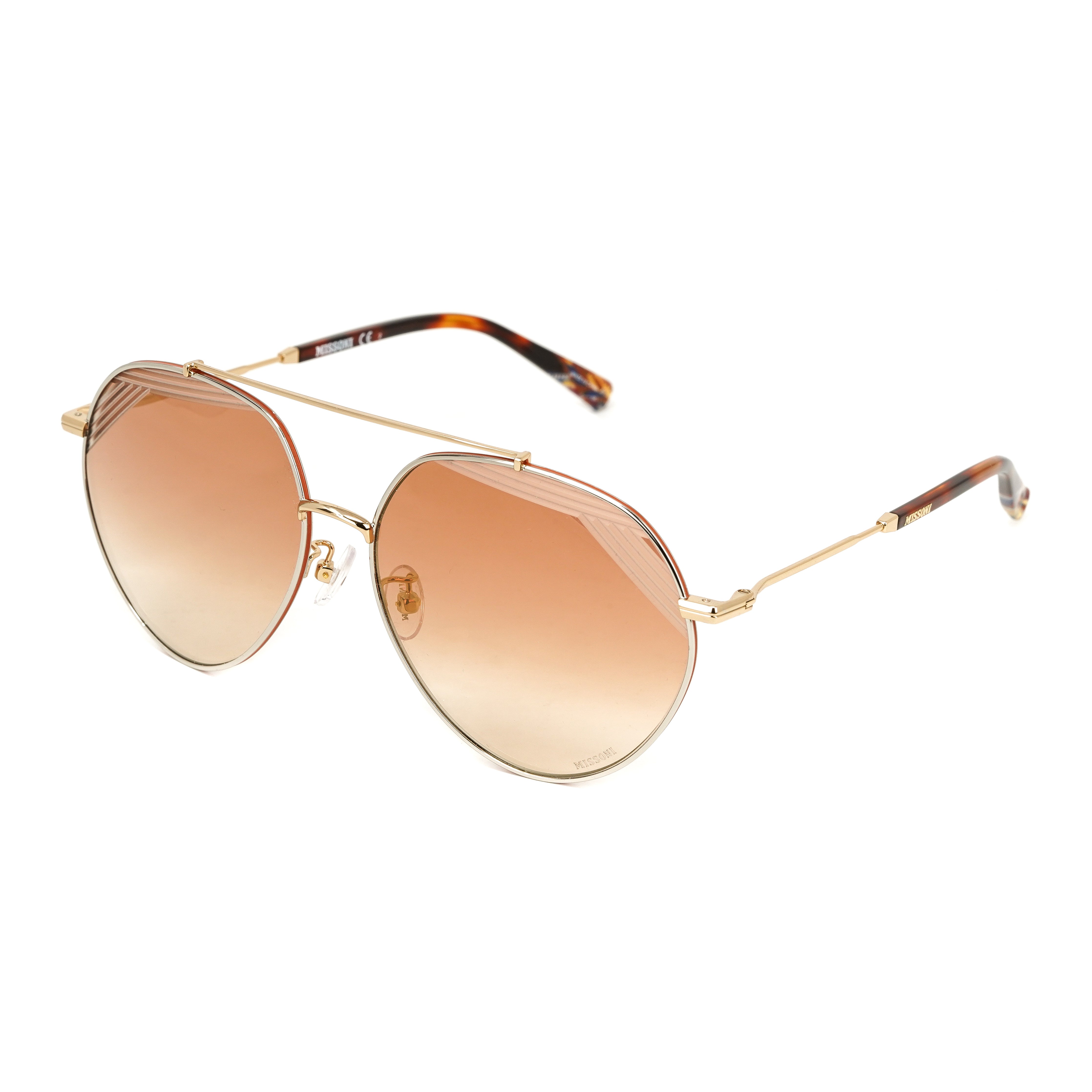 Missoni Women's Sunglasses Round Pilot Gold/Orange MIS 0015/S TNG