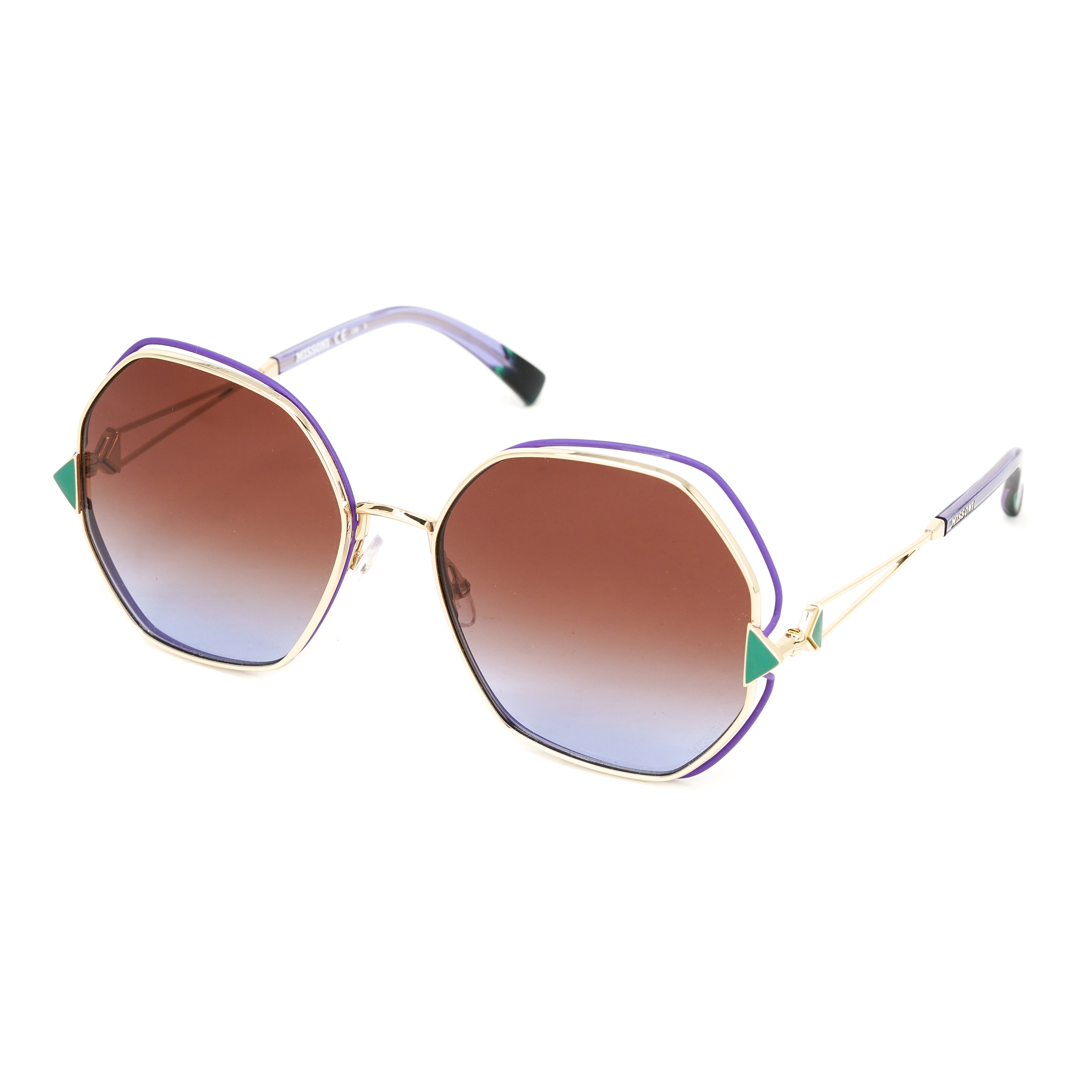 Missoni Women's Sunglasses Oversized Butterfly Gold/Purple MIS 0075/S S9E/QR