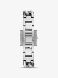 Thumbnail for Michael Kors Ladies Silver Tone Chain Square Watch 25mm MK4718