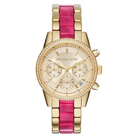 Michael Kors Ladies Watch Ritz Chronograph 37mm Pink Gold MK6517