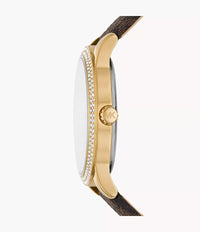 Thumbnail for Michael Kors Ladies Watch Tibby 40mm Gold Brown MK6966