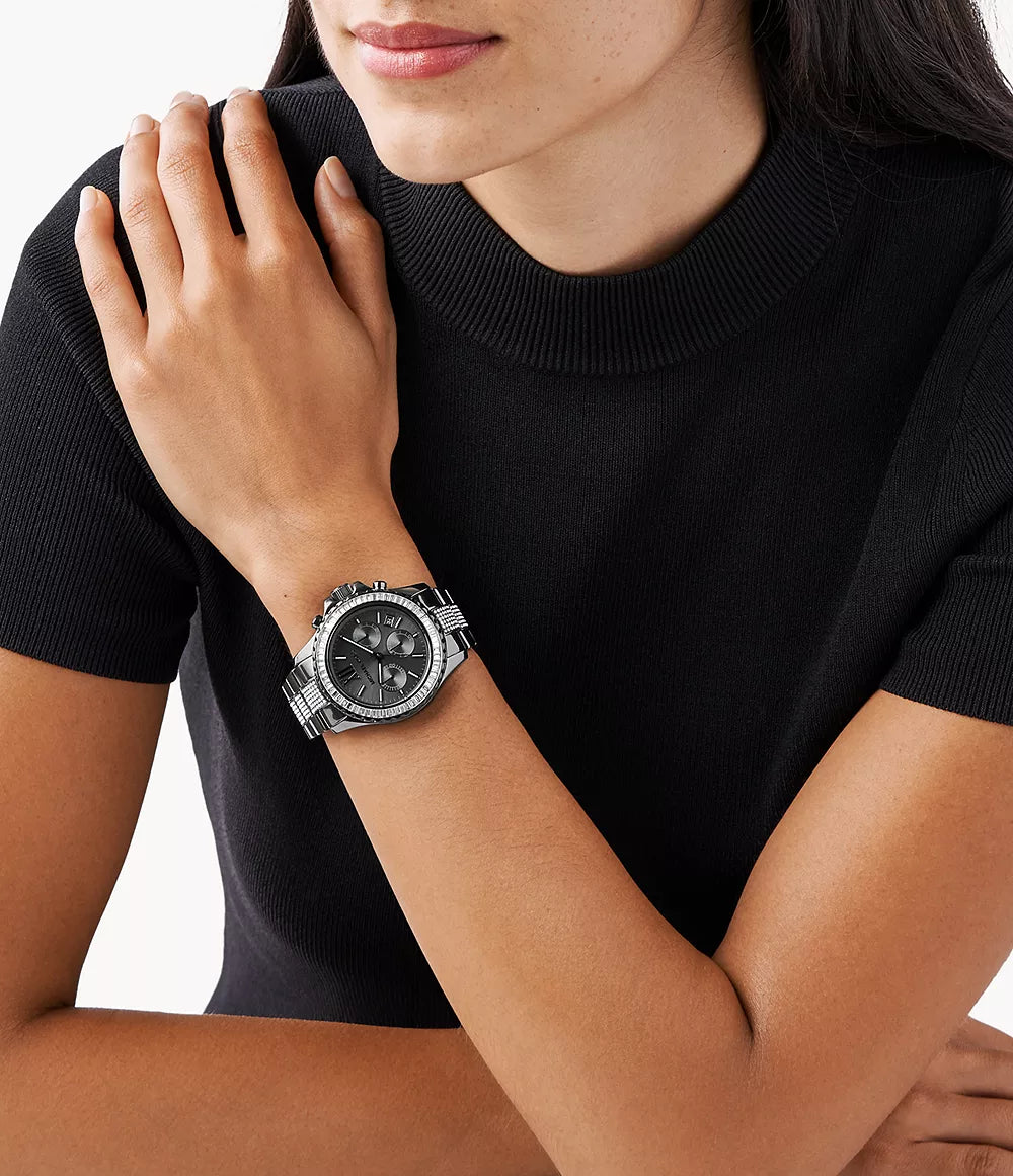 Michael Kors Ladies Watch Everest Chronograph 42mm Gunmetal MK6974 Watches Crystals