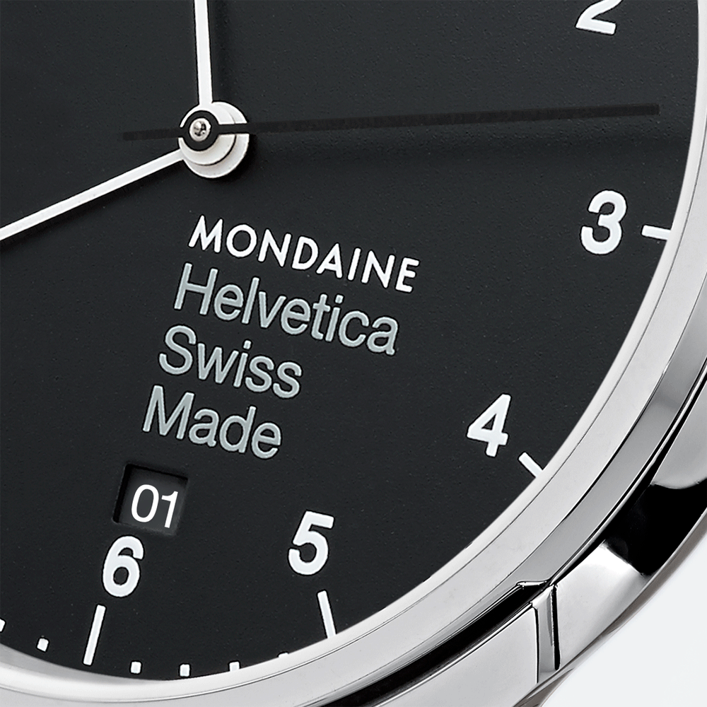 Mondaine Watch Helvetica No1 Regular Silver Black MH1.R2220.LB