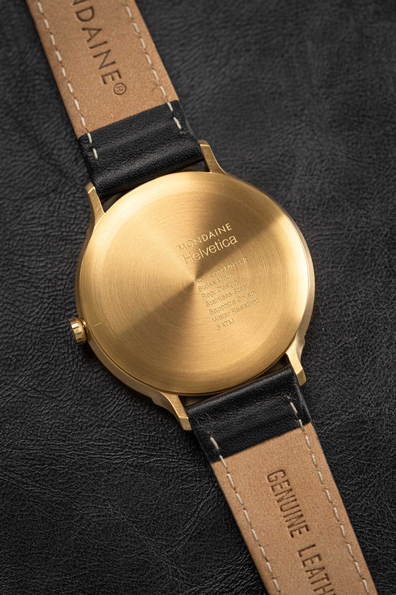 Mondaine Watch Helvetica No1 Light Gold Black MH1.L2221.LB