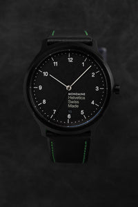 Thumbnail for Mondaine Watch Helvetica No1 Black Green MH1.R2221.LB