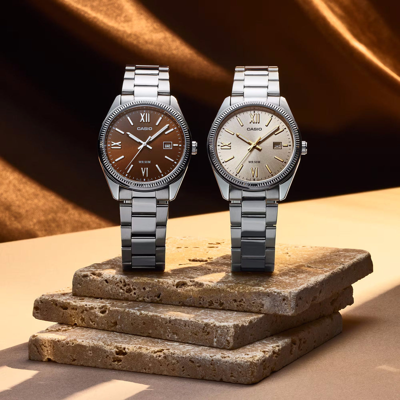 Casio Casual 44mm Brown Unisex Ion Plated Analogue Watch MTP-1302DD-5AVDF