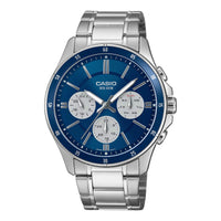 Thumbnail for Casio Chrono 44mm Silver Men's Blue Analogue Watch MTP-1374D-2A3VDF