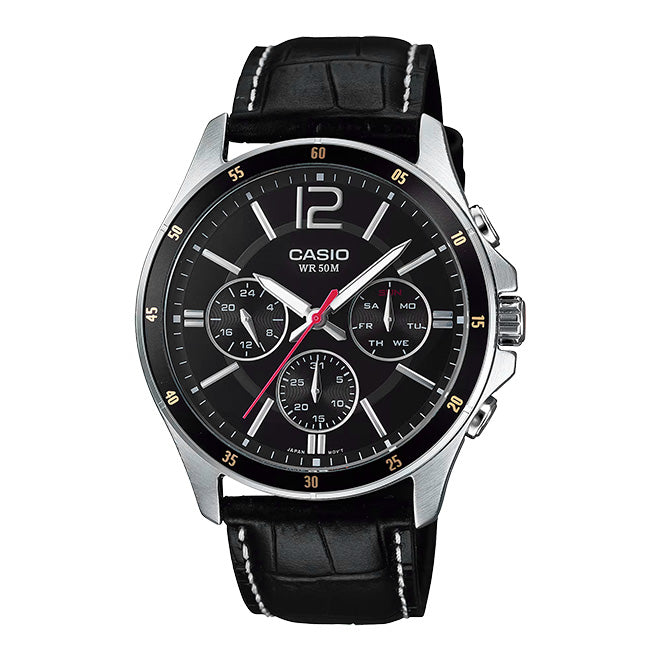 Casio Men's Watch 44mm Chronograph Black Leather
