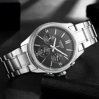 Thumbnail for Casio Chrono 42mm Silver Men's Black Analogue Watch MTP-1375D-1AVDF