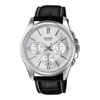 Thumbnail for Casio Chrono 42mm Silver Men's Silver Leather Analogue Watch MTP-1375L-7AVDF
