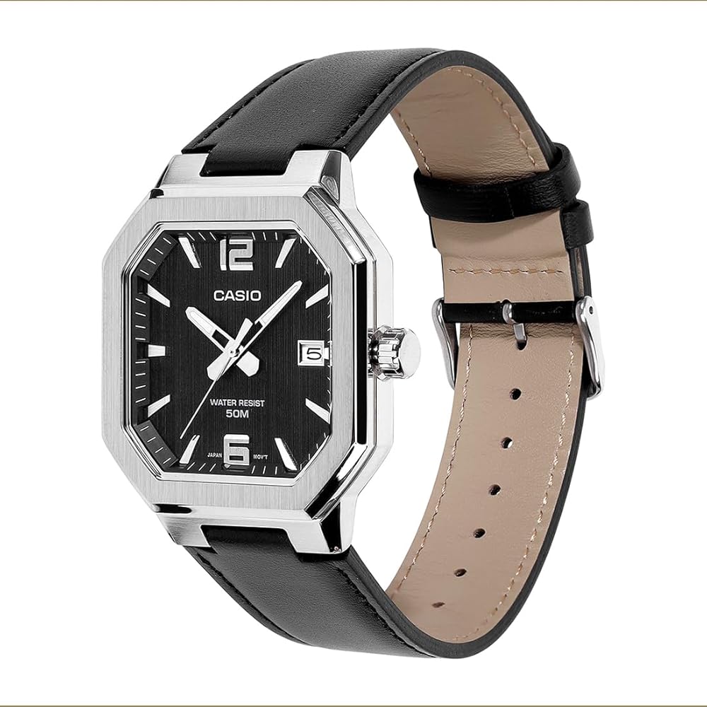 Casio Men's Watch 38mm Sleek Metal Black Octagonal