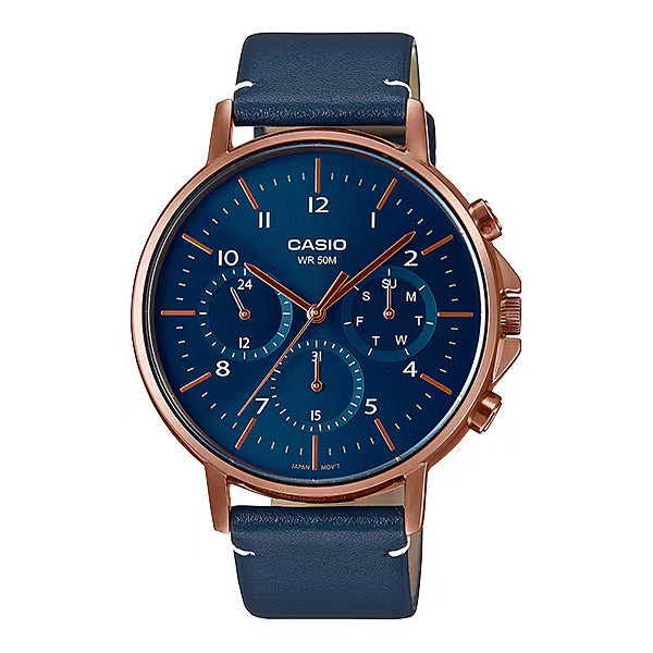 Casio Men's Quartz Multifunction Watch 45mm Blue Rose Gold