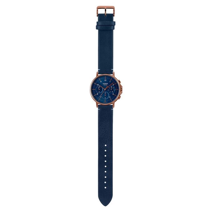Casio Men's Quartz Multifunction Watch 45mm Blue Rose Gold