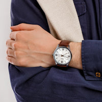 Thumbnail for Casio Classic 40mm Silver Men's Brown Leather Analogue Watch MTP-V005L-7B5UDF