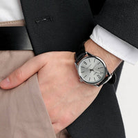 Thumbnail for Casio Classic 40mm Silver Men's Black Leather Analogue Silver Watch MTP-V005L-7BUDF