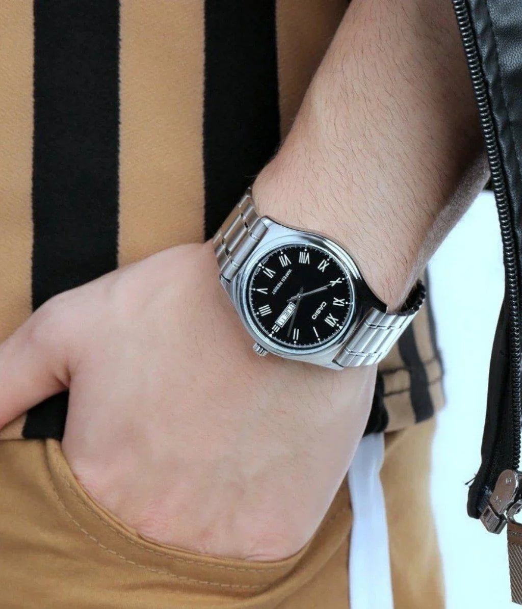 Casio Standard 25mm Silver Men's Black Silver Analogue Watch MTP-V006D-1BUDF