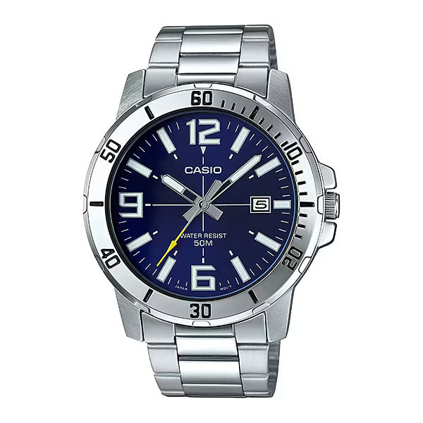 Casio Men's Watch 45mm Enticer Link Bracelet Blue Stainless Steel