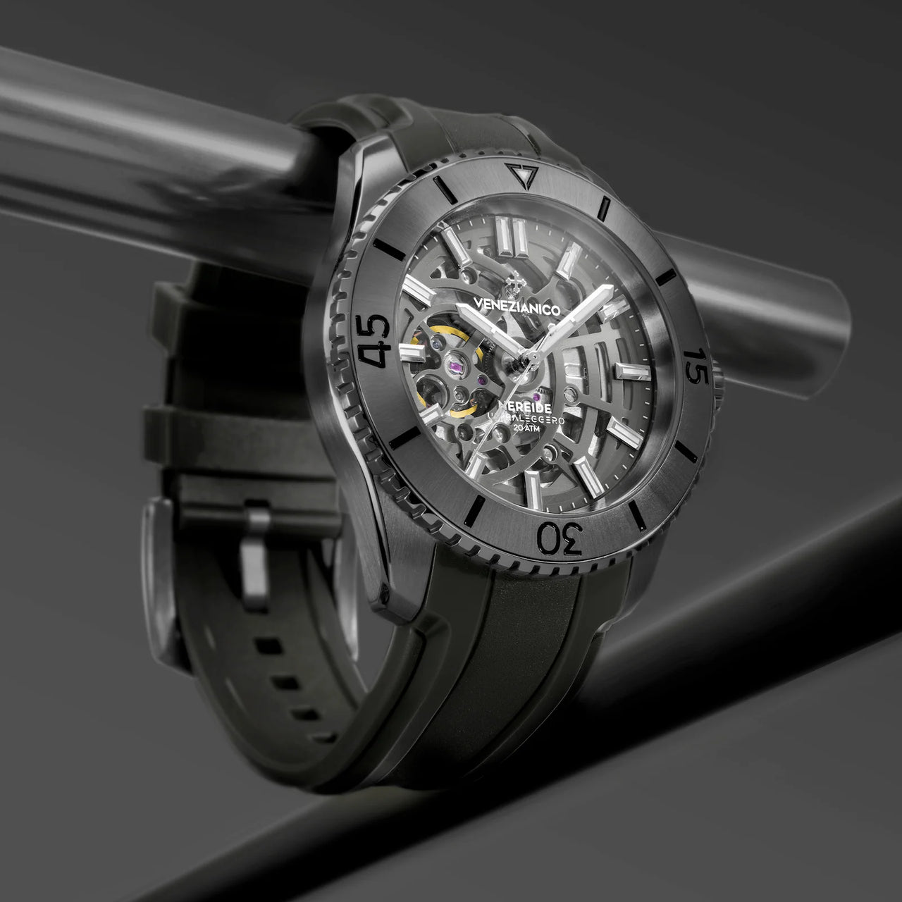 Venezianico Automatic Watch Nereide UltraLeggero 42 Skeleton Black 3921509