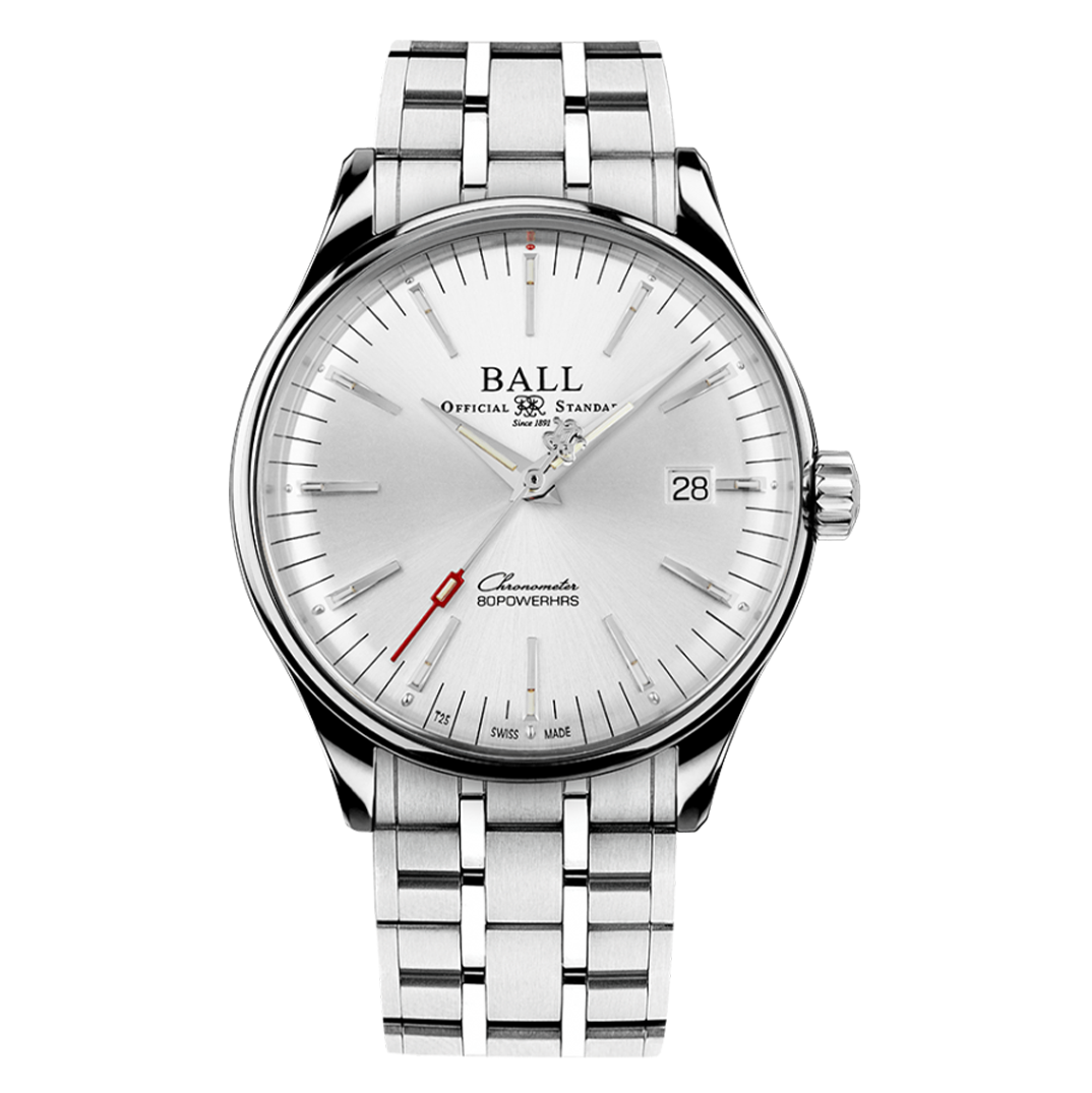 Ball Men's Watch Trainmaster Manufacture 80 Hours Silver NM3280D-S1CJ-SL