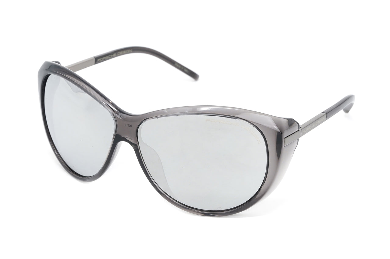 Porsche Design Ladies Sunglasses Oversized Cat Eye Dark Grey Mirror P8602 A