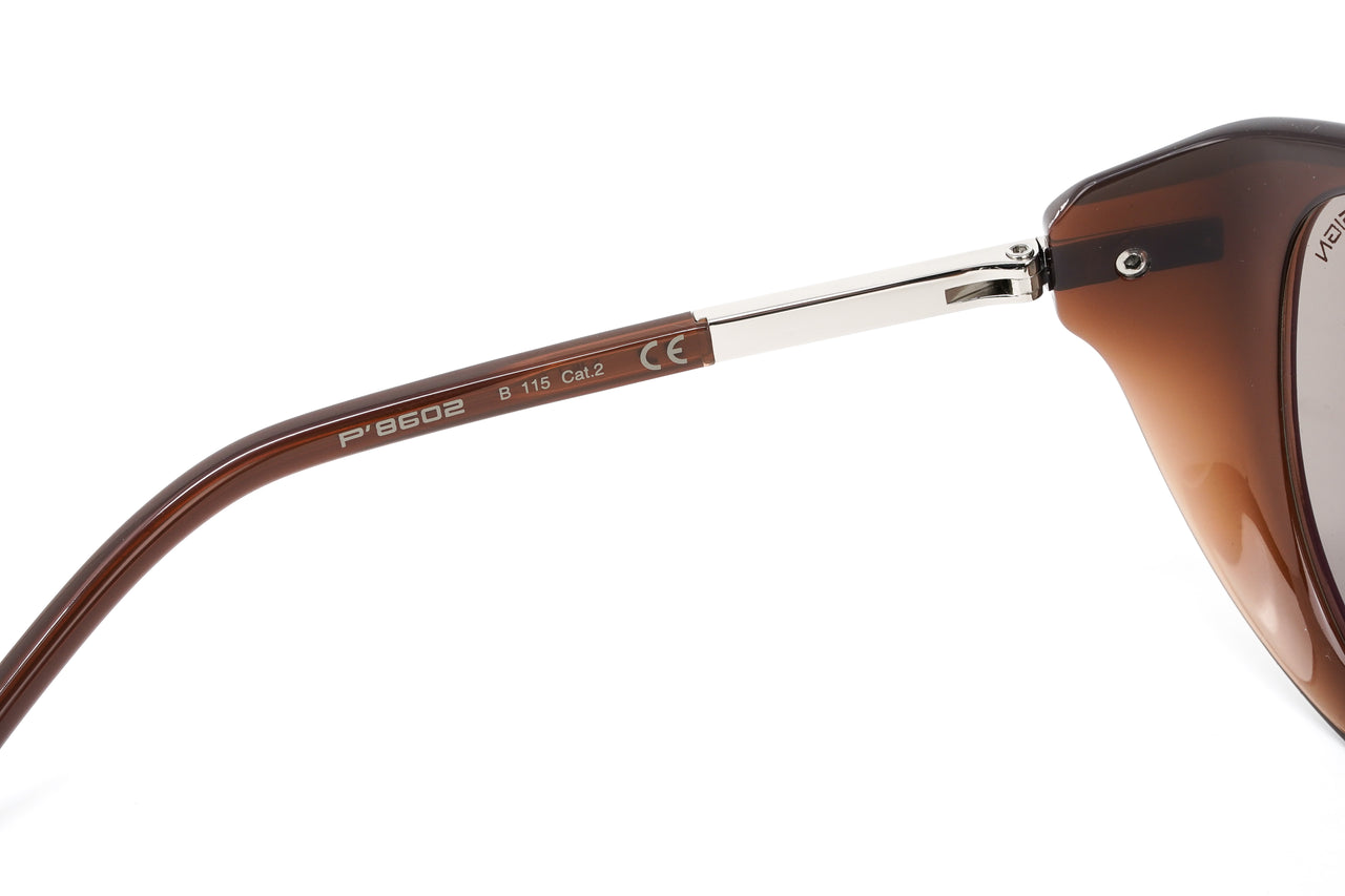 Porsche Design Ladies Sunglasses Oversized Cat Eye Dark Chocolate P8602 B