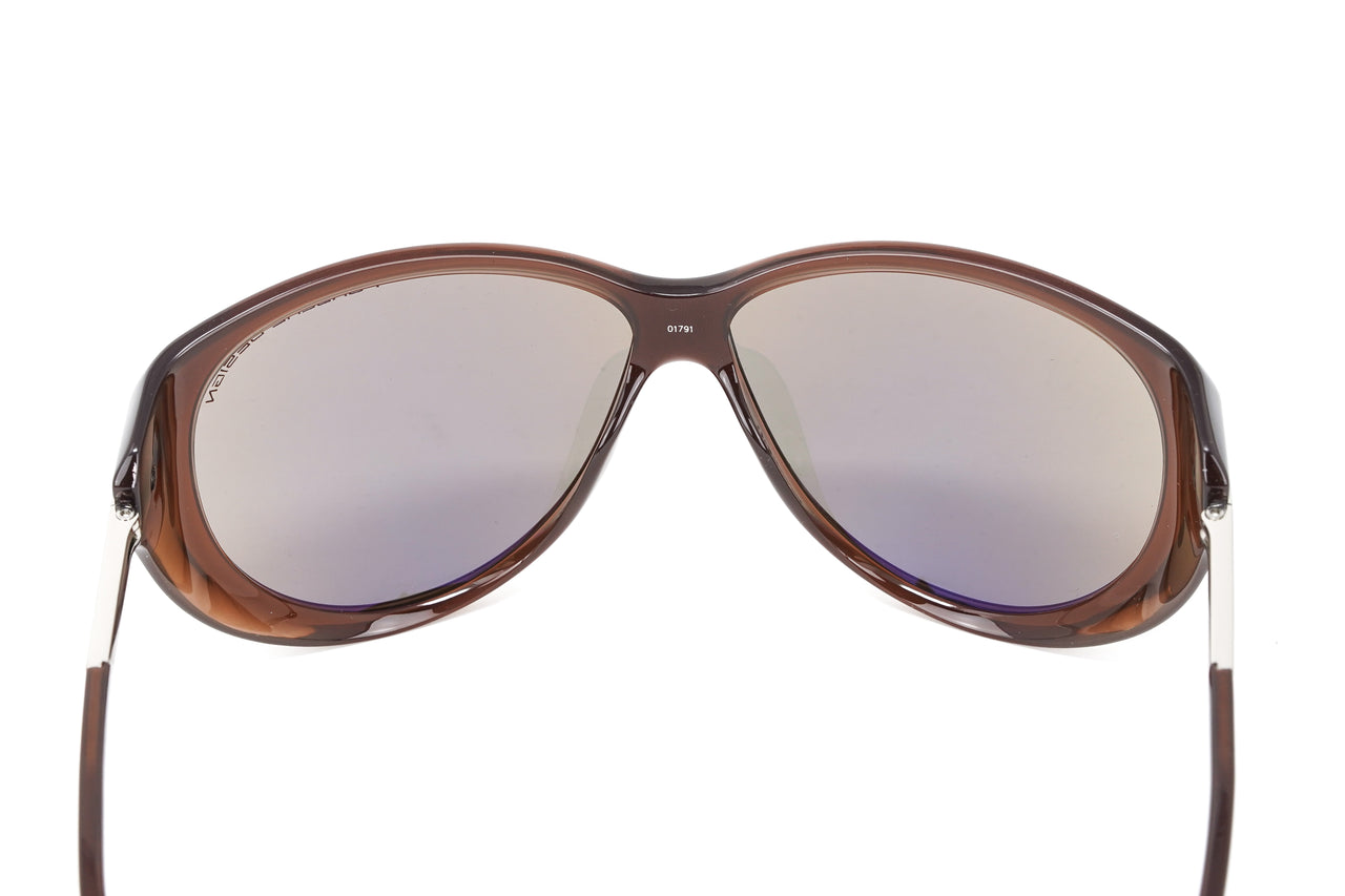 Porsche Design Ladies Sunglasses Oversized Cat Eye Dark Chocolate P8602 B