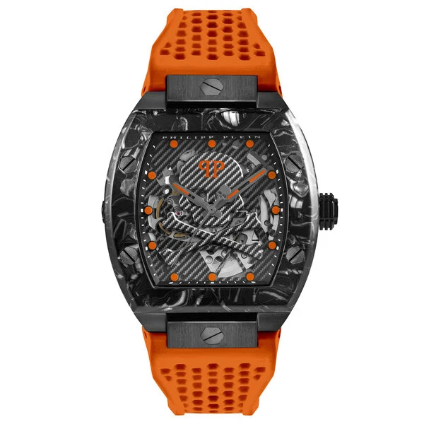 Philipp Plein Mens Watch High Iconic The Skeleton Sport Master Automatic Orange PWBAA1222