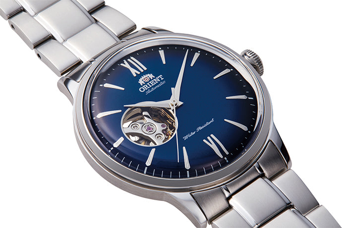 Orient Men's Blue Semi-Skeleton Steel Watch RA-AG0028L