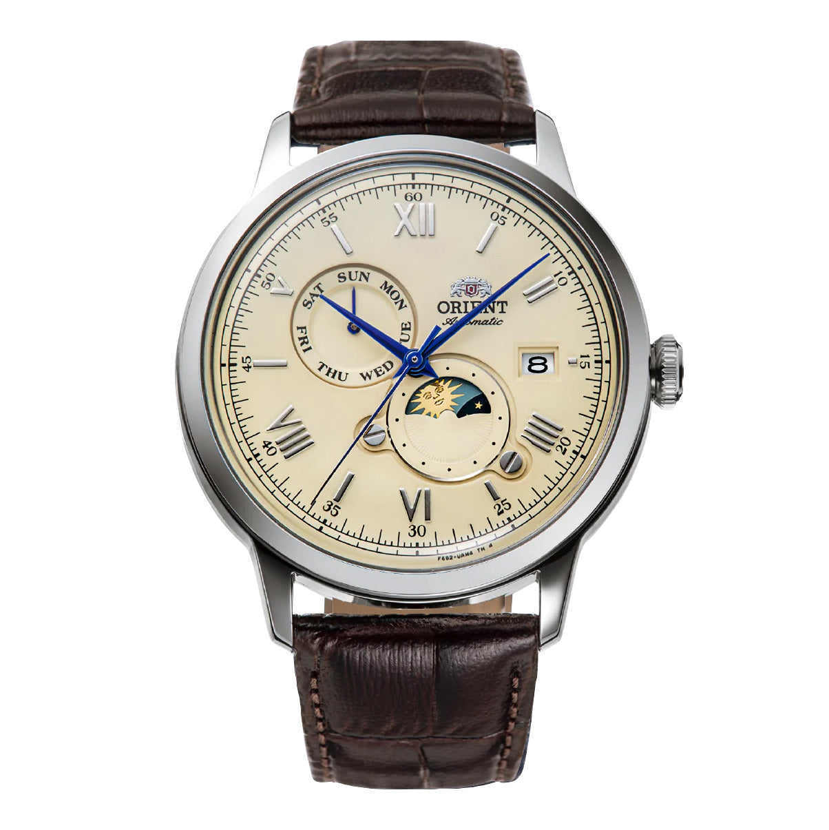 Orient Bambino Men's Ivory Sun & Moon Automatic Watch RA-AK0803Y