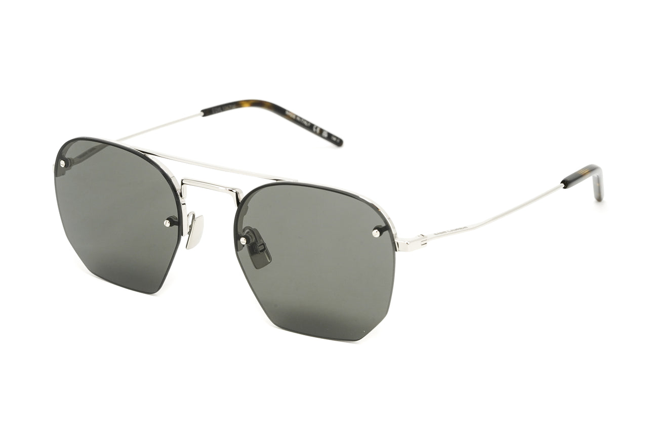 Saint Laurent Men's Sunglasses Irregular Rimless Silver/Grey SL 422-003 52