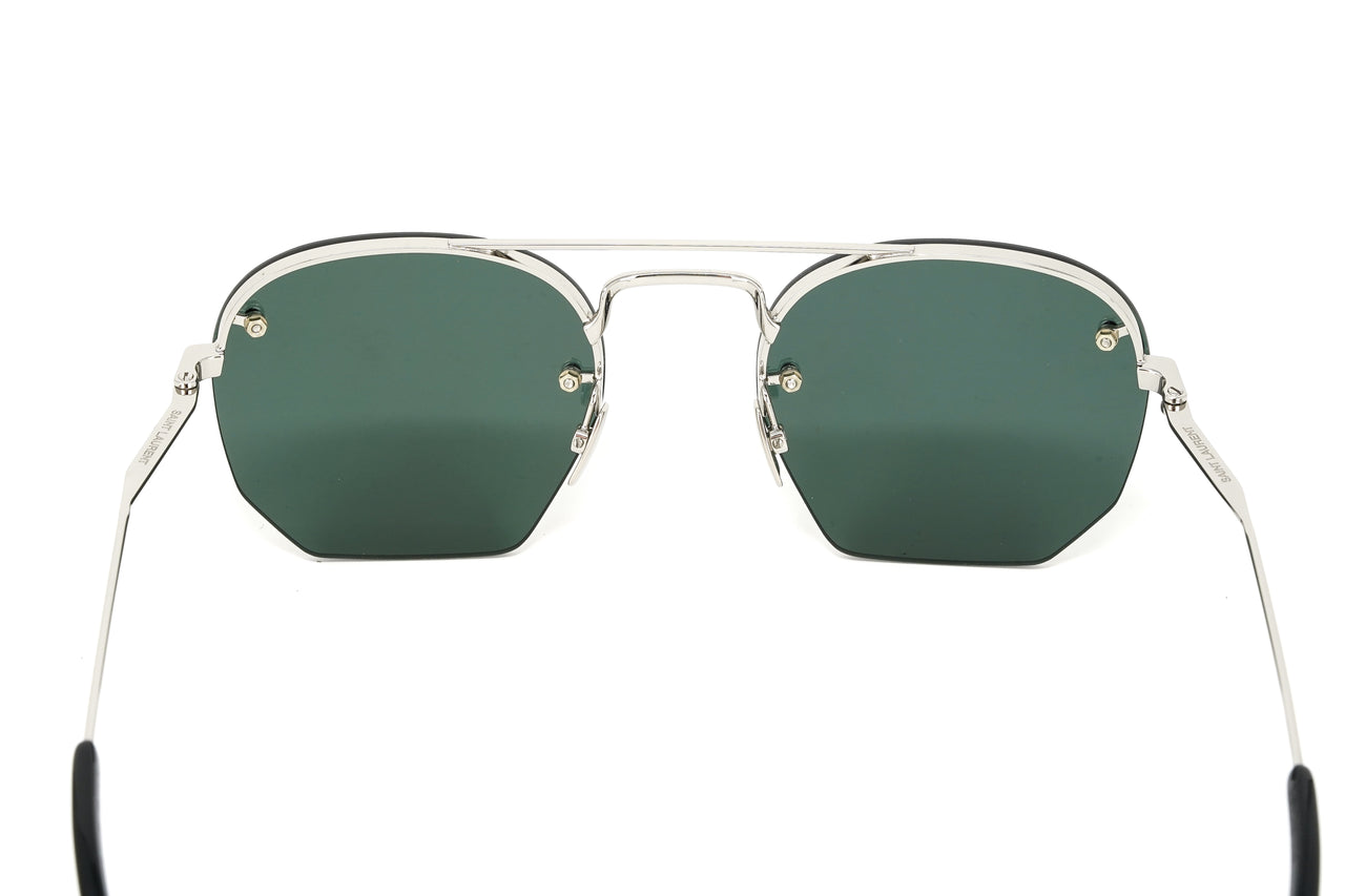 Saint Laurent Men's Sunglasses Irregular Rimless Silver/Green SL 422 004 52