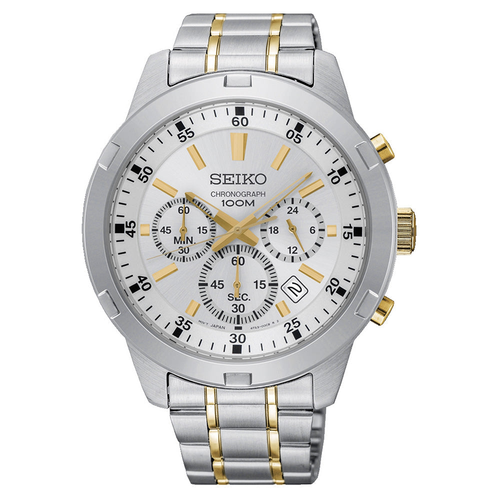 seiko chronograph 100m white face