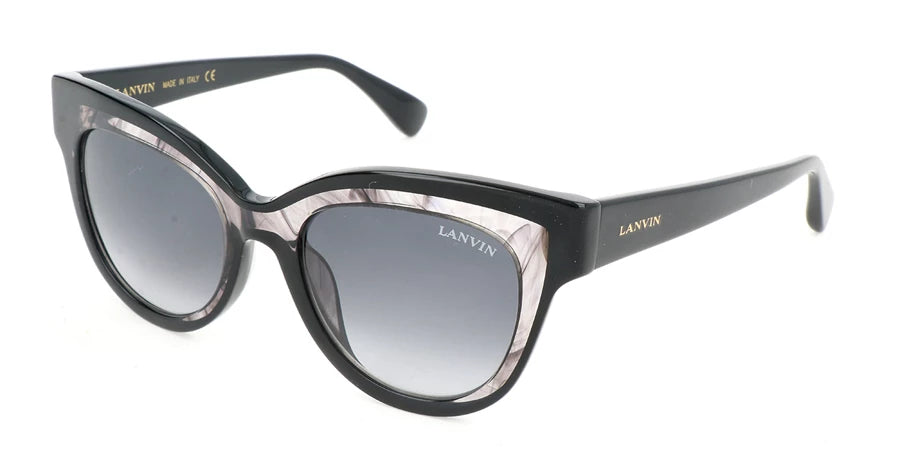 Lanvin Women's Sunglasses Oversized Cat Eye Black/Marble SLN750M 0700